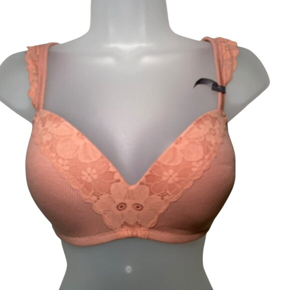 Aerie  Lace Trim Lightly Padded Bra 34DD Terra Cotta NWT - Picture 3 of 5